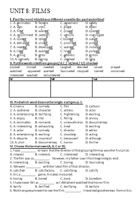 Bài tập Unit 8 môn Tiếng Anh Lớp 7 (Thí điểm)